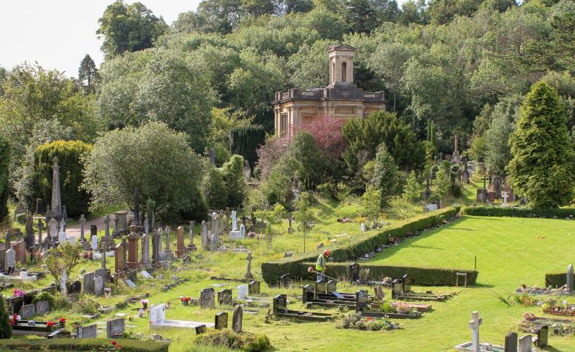 An aerial view of Arnos Vale Cemetery in Bristol