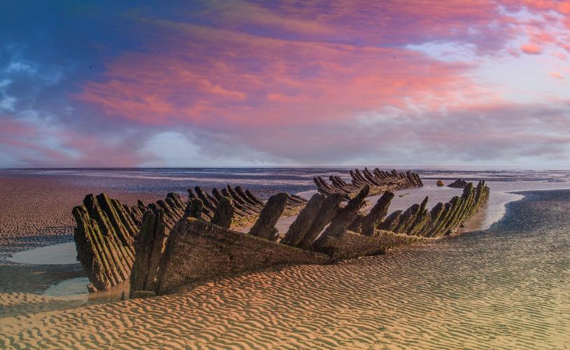 RS SS Nornen on Berrow beach in North Somerset - credit Dave Peters Visit Weston