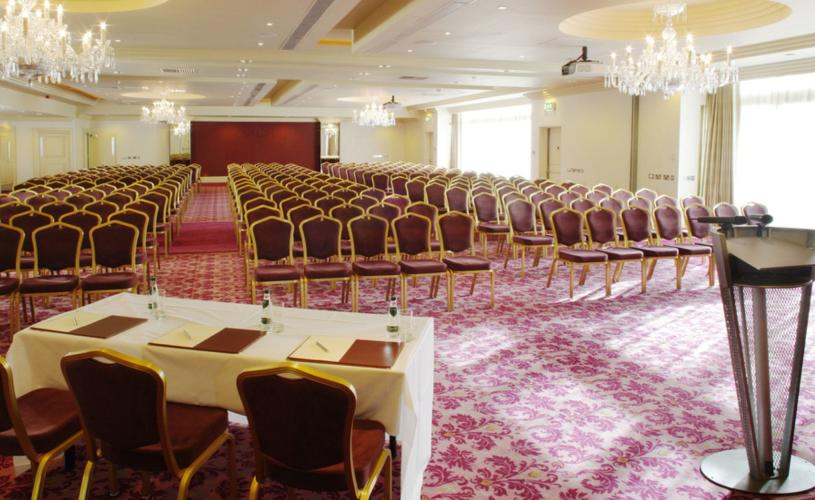 Ballroom at The Bristol Hotel in theatre setup