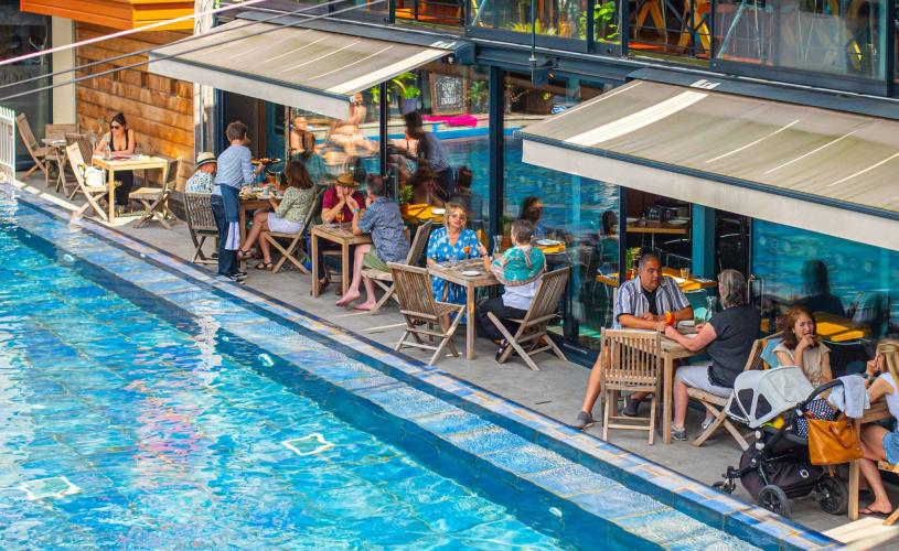 The dining area at Clifton Lido in West Bristol - credit Clifton Lido