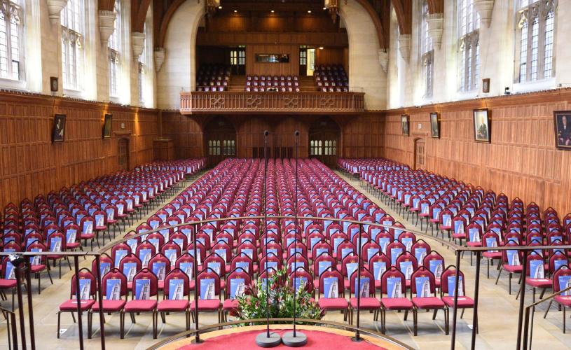 View from stage at Great Hall in Wills Memorial Building