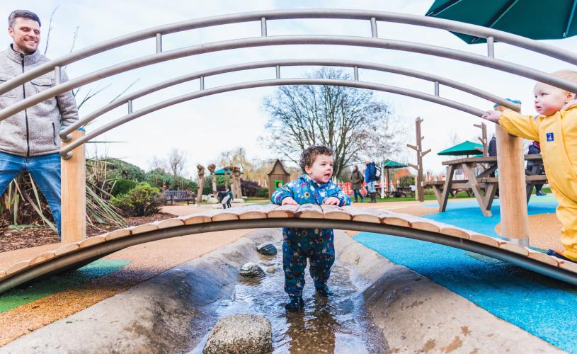 Children playing in wwt Slimbridge's Welly Boot Land - credit WWT and Clem Stevens