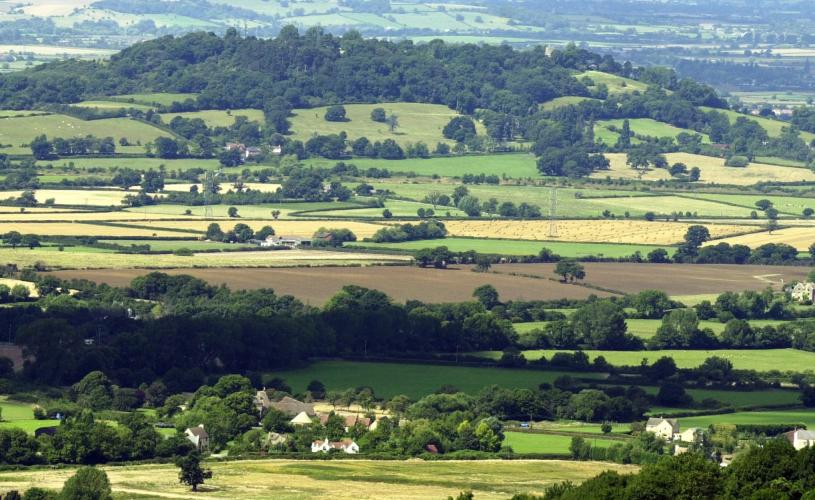 View over fields in The Cotswolds, United Kingdom