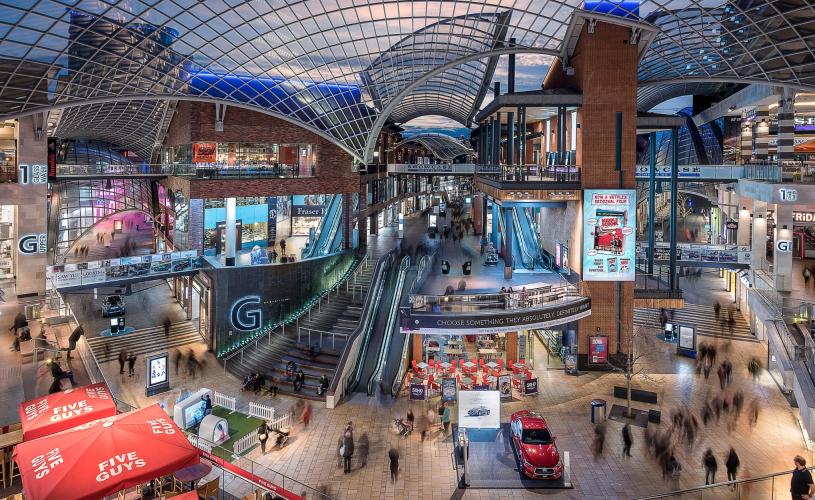 A view of Cabot Circus at night  - Credit Giles Rocholl