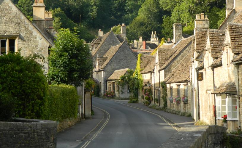 A view of the main road through the village of Castle Combe, near Bristol