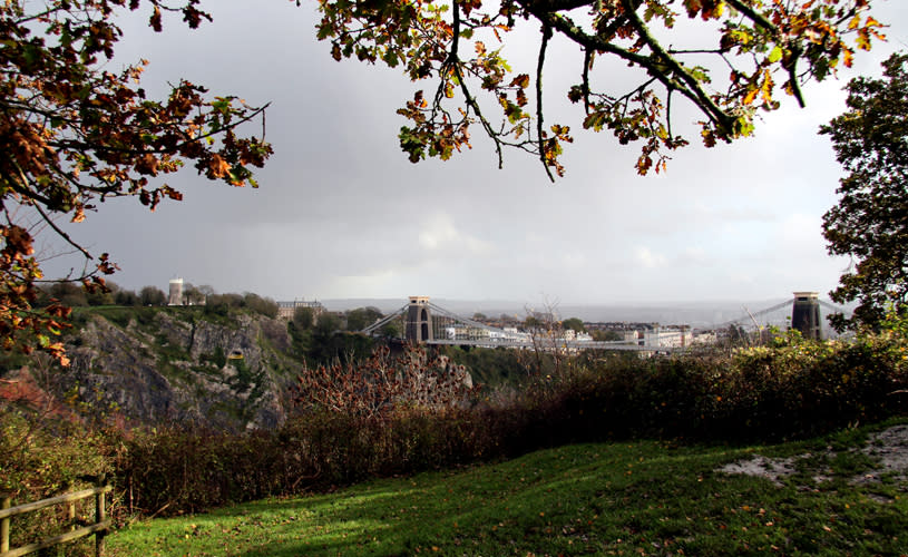Clifton Suspension Bridge and Observatory from Leigh Woods, North Somerset