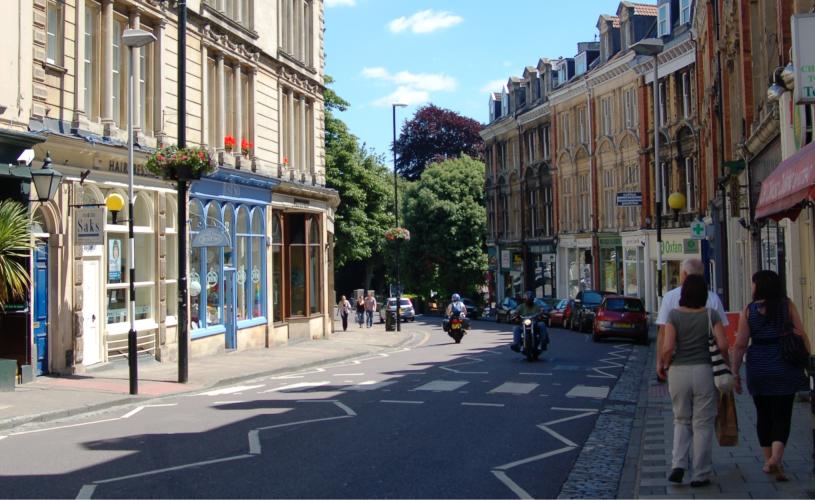 A view down Regent Street in Clifton Village, West Bristol - credit Visit Bristol