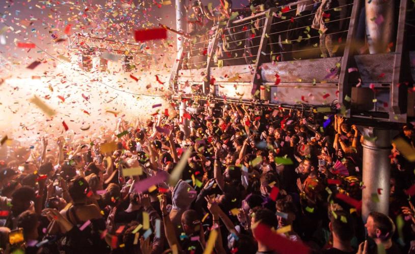 Audience inside Bristol's Lakota nightclub with confetti raining down - credit Lakota Bristol