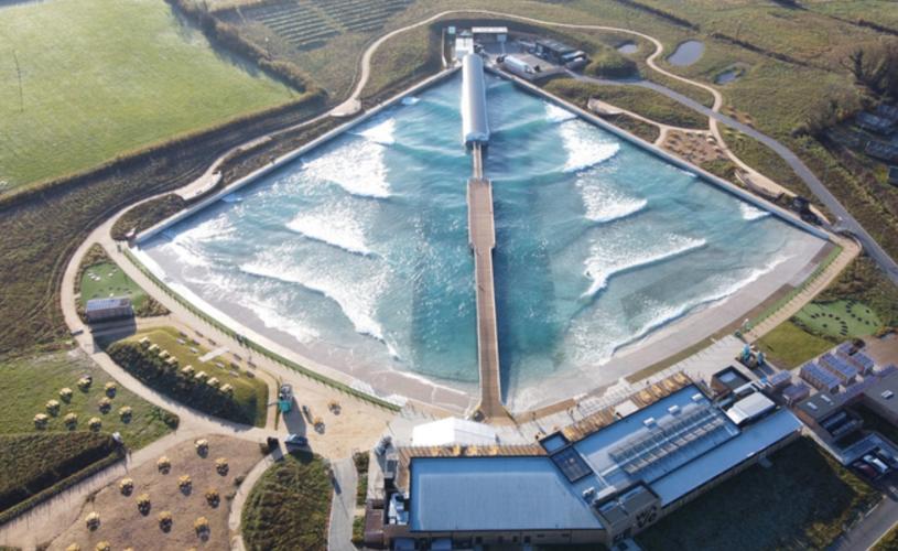 An aerial drone shot of The Wave inland surfing lake near Bristol - credit The Wave