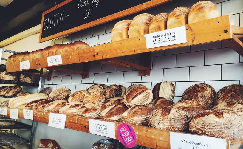 Bread on wooden shelves - Credit East Bristol Bakery