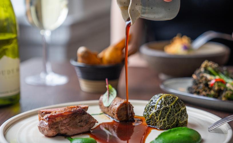 Trio of lamb dish at No. 4 Clifton Village in Bristol - credit Evoke Pictures
