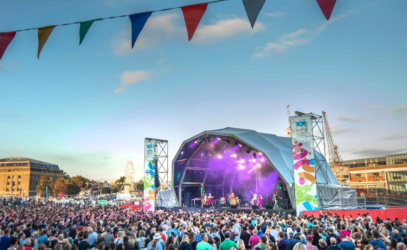 A view of the crowd in front of a stage at Bristol Harbour Festival - credit Paul Box