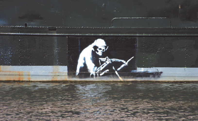 Banksy's Grim Reaper on the side of Thekla. Credit - Tangent Books
