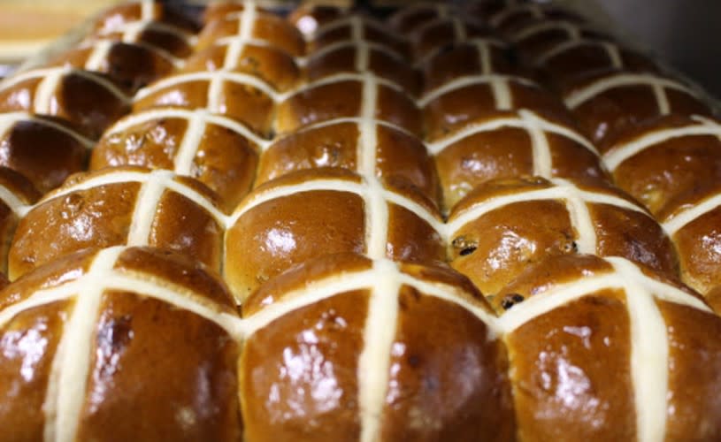 A tray of hot cross buns - Credit Joe's Bakery