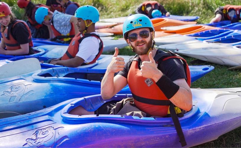 A group of people kayaking at Mendip Activity Centre, near Bristol - credit Mendip Activity Centre