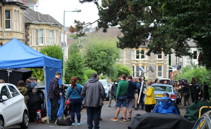 Kiri filming on Leopold Street Bristol - credit Bristol Film Office