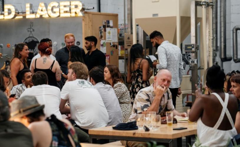 People sitting inside the Lost & Grounded Taproom in Brislington, East Bristol - credit Lost & Grounded