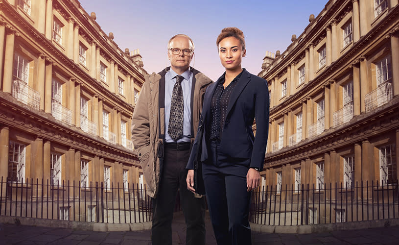 Jason Watkins & Tala Gouveia in the 2020 ITV series McDonald & Dodds filmed in Bath - credit ITV & Mammoth Screen