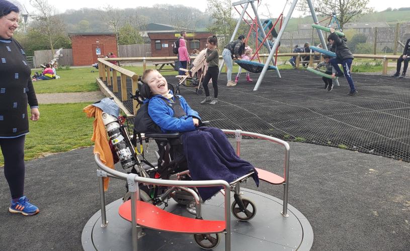 An accessible roundabout in the play area at Noah's Ark Zoo Farm near Bristol - credit Noah's Ark Zoo Farm