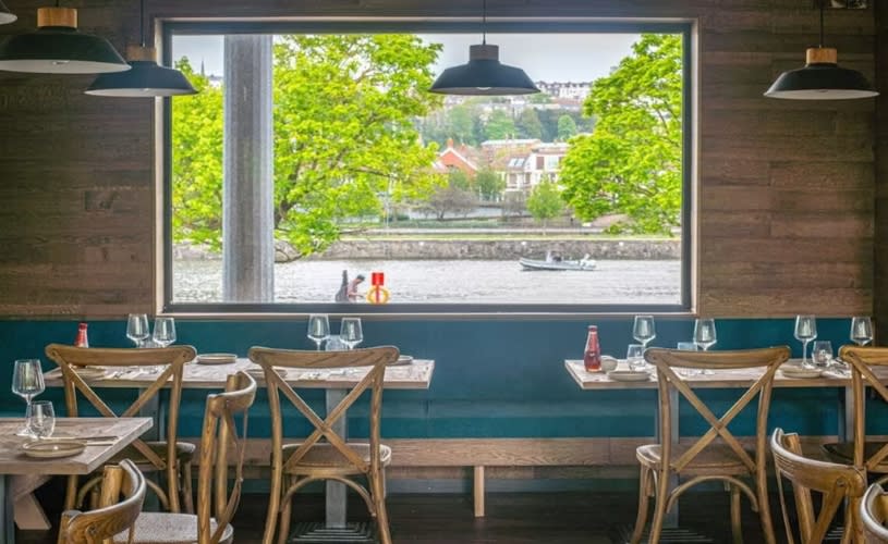 Interior of the Noah's restaurant in Bristol, overlooking the Cumberland Basin.