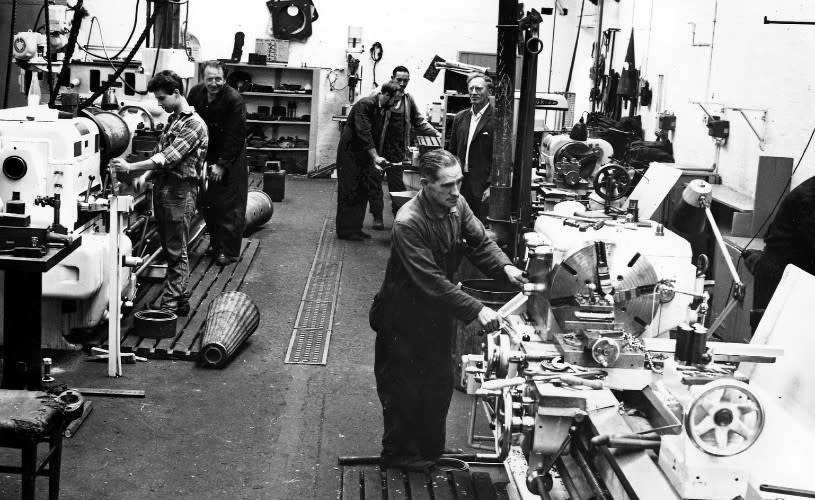 Black and white image of the workshop at The Underfall Yard - credit The Underfall Yard