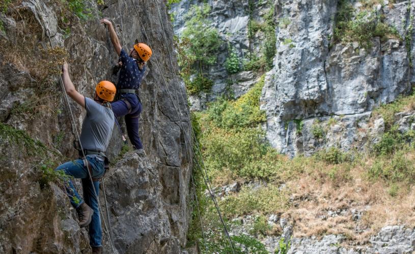 Two people climbing at Cheddar Gorge & Caves, near Bristol - credit Cheddar Gorge & Caves