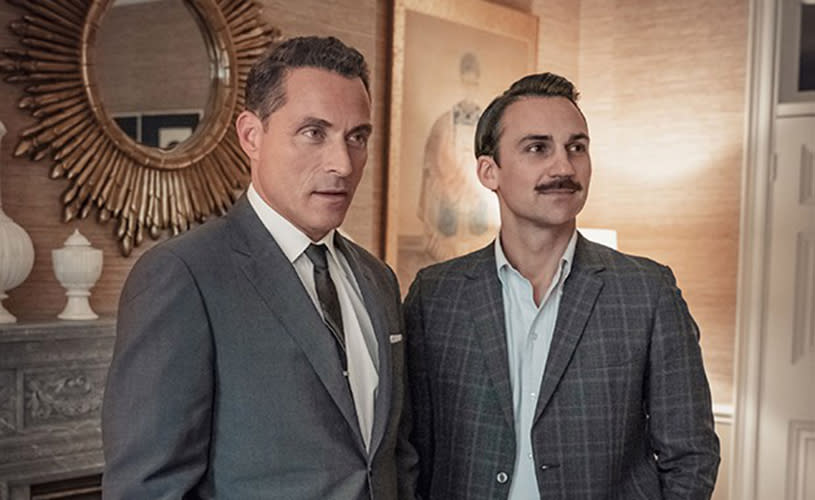 Rufus Sewell & Henry Lloyd Hughes on set at The Bottle Yard Studios in Bristol -credit Mammoth Screen, Agatha Christie Ltd, BBC