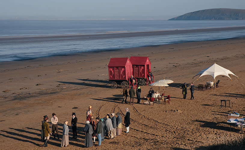 Sanditon filming on the beach in Weston-super-Mare (credit Red Planet Pictures - ITV)