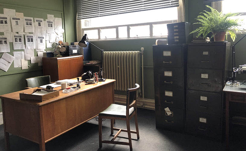Police station in The Pale Horse, filmed in Corn Exchange, Bristolas Market - credit Bristol Film Office