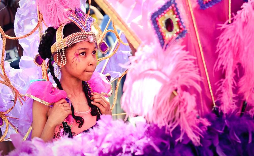 A young girl in the parade during St Paul's Carnival in East Bristol