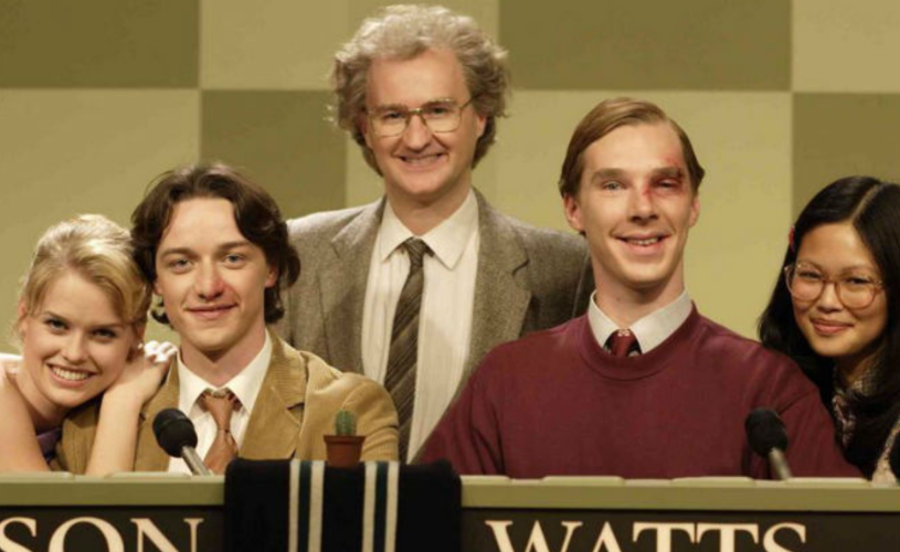 James McAvoy, Benedict Cumberbatch and Mark Gatiss in the 2006 film Starter for Ten, filmed in Bristol - credit Neal Street Productions