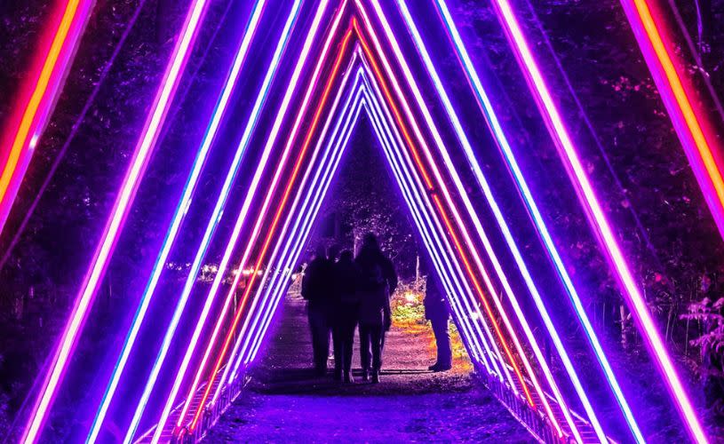 People walking in light installatoin - credit Luminate