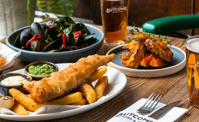 A selection of the dishes available at The Crown Inn in Tolldown near Bristol - credit Butcombe