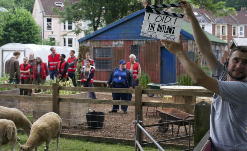 Outlaws Season 3 - Filming at St Werburghs City Farm - credit Big Talk Studios / BBC)