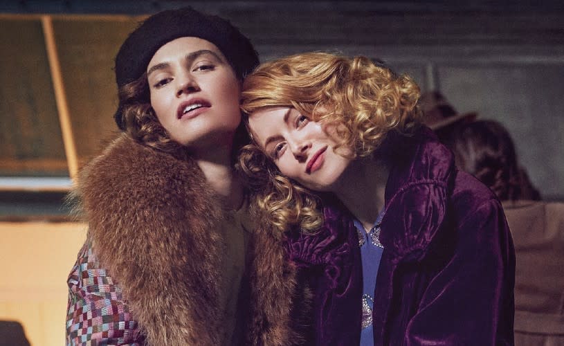 Lily James & Emily Beecham in the 2021 BBC TV series The Pursuit of Love, filmed in Bristol - credit Theodora Films Limited & Moonage Pictures Limited, Robert Viglasky