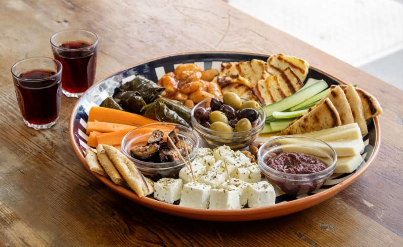 Platter of Greek snacks