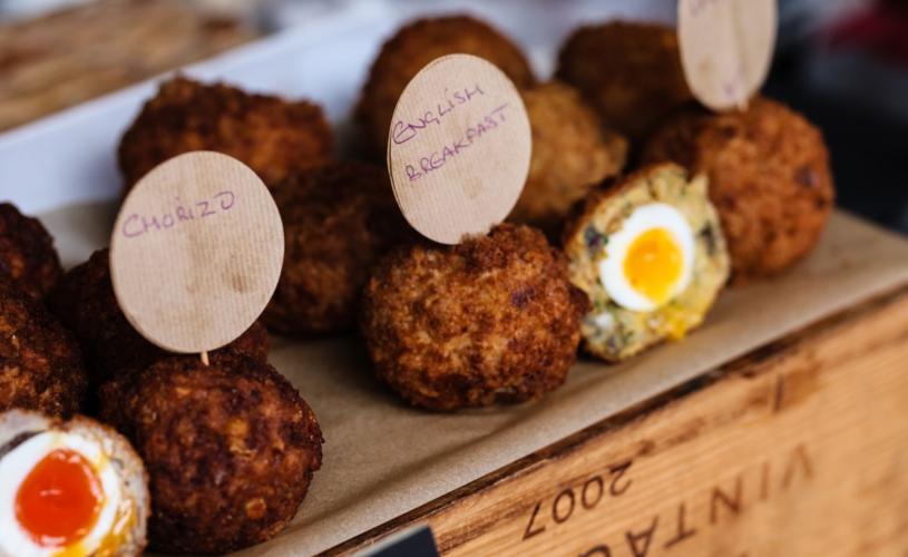 Scotch eggs on sale at the Tobacco Factory market in South Bristol - credit Tobacco Factory