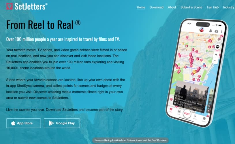 A screen shot of the Set Jetter website