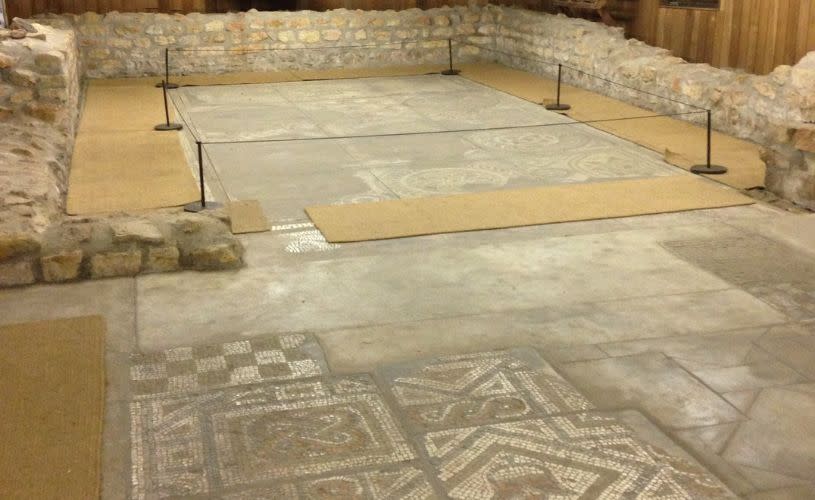 An ancient mosaic in the Kings Weston Roman Villa in North Bristol - credit Bristol Museums