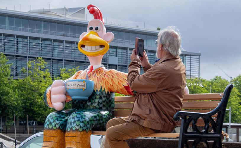 Gromit Unleashed 3 - Aardman founder Peter Lord with his Rooster Booster - credit Ambitious