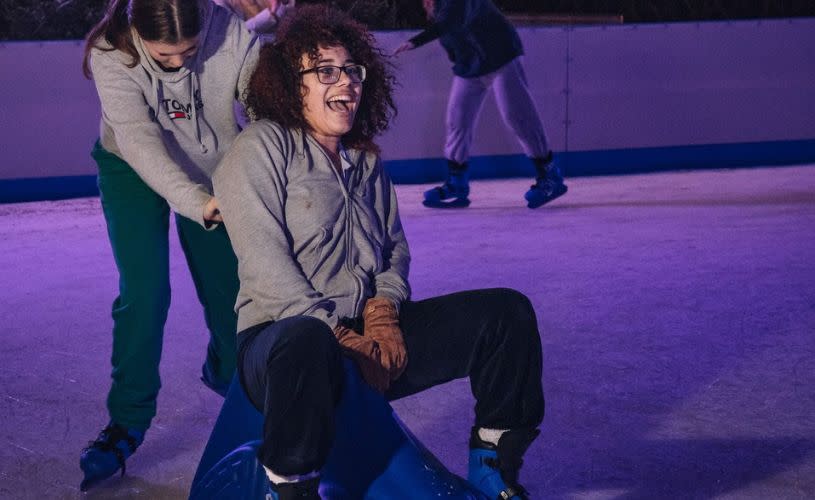 Two women on ice rink at Avon Valley - Credit Avon Valley Adventure and Wildlife Park