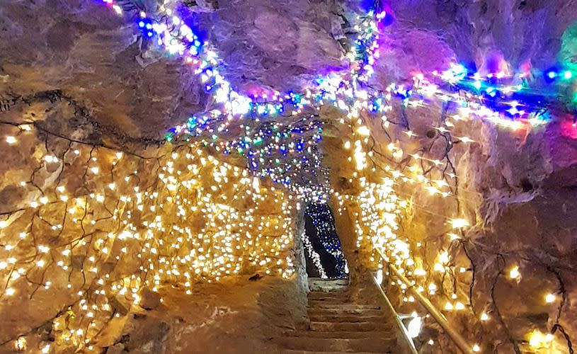 Christmas lights in Wookey Hole near Bristol - credit Wookey Hole
