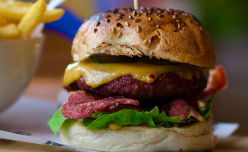 Vegan burger and chips at Bambalan in Bristol - credit Bambalan