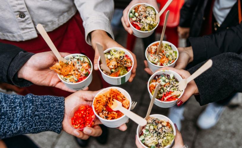 Group holding food samples - credit Food Tours of Bristol