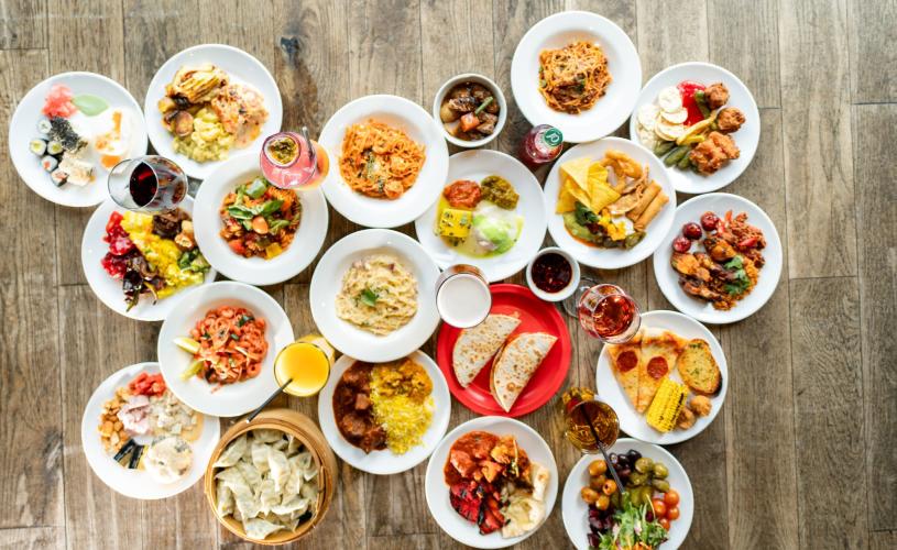Variety of world dishes from above - credit Za Za Bazaar