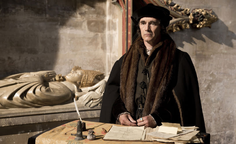 Mark Rylance as Thomas Cromwell in the 2015 BBC TV series Wolf Hall, filmed in Bristol - credit Company Pictures