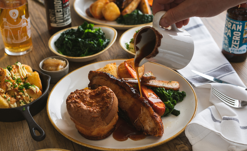 One of the Sunday roasts available at The Ostrich pub in the Redcliffe area of Bristol - credit Butcombe