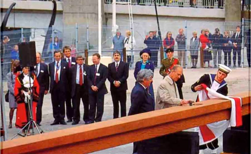 Prince Phillip laying the keel on the Matthew - Credit Visit West