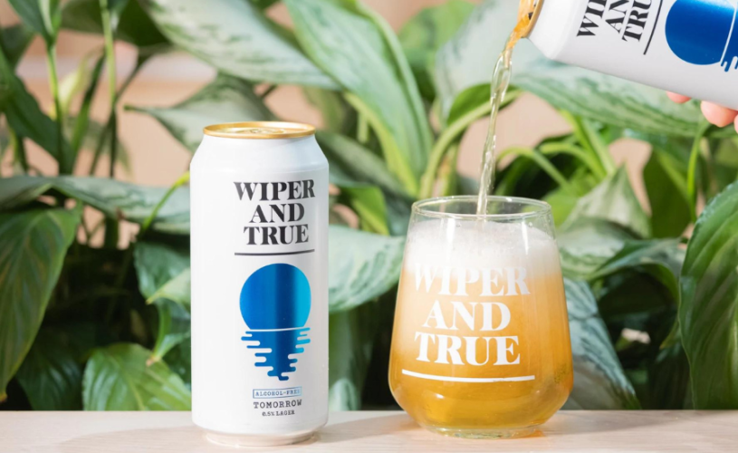 Can and glass of Wiper and True Tomorrow alcohol-free lager - credit Wiper and True