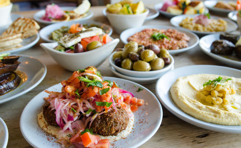 A selection of vegan food at The Real Greek in Cabot Circus, Bristol Shopping Quarter - credit The Real Greek